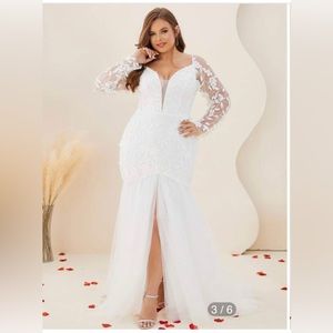 Beautiful, flattering, White gown.